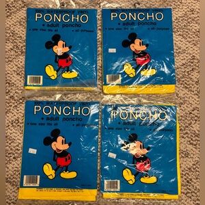 (4) Vintage Mickey Mouse Waterproof Vinyl Poncho